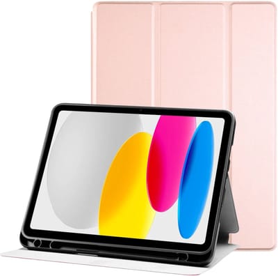 Tablet Hoes Geschikt voor Apple iPad 11 (2025) / 10.9 (2022) | Luxe Tri-Fold Book Case | Kunst Leren Bescherm Hoes | Standaard Functie | Roze