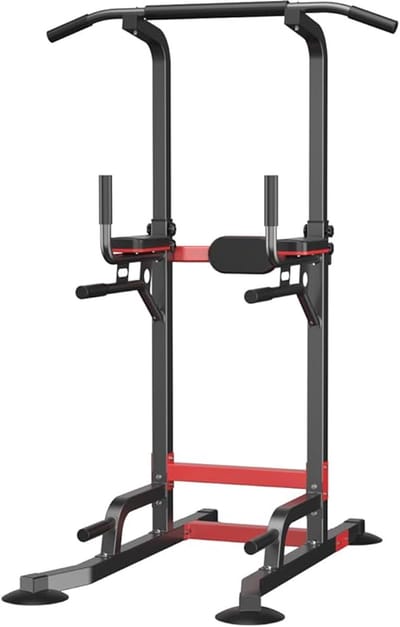 Power Tower Dip Station Pull-Up Bar - Multifunctioneel Fitnessstation voor Thuis - Verstelbare Hoogte - Antislip Voeten - Tot 150 kg Belastbaar - Pull Up & Dip Bar Krachttraining