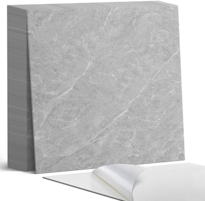 Coloray Plaktegels - Natuursteen textuur Zelfklevende Tegels - 20 cm x 20 cm - Grijs Plaktegels - 20 stuks - Vierkant PVC Tegels - Plaktegels Badkamer - Plaktegels Vloer - Vinyl Tegels - Wandtegel Zelfklevend