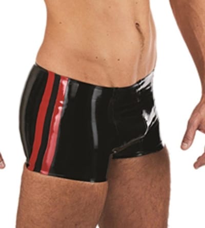 Mister B Rubber Trunks zwart met rode bies xs