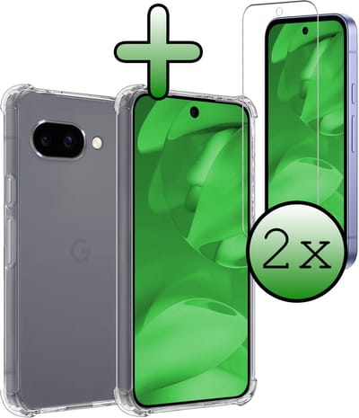 Hoesje Met Screenprotector - 2 Stuks - Geschikt voor Google Pixel 9a - Sterk & Shockproof - Siliconen Case - Back Cover - Telefoon Hoes - Shock Proof - Transparant