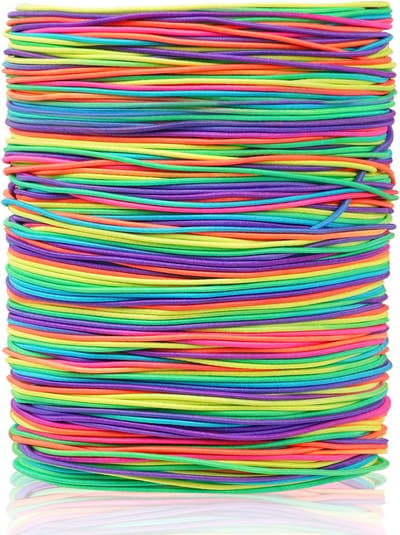 1mm x 100m Rainbow Elastic Cord for Bracelet Making Stretchy Cord for Bracelets Necklaces Crafts Decorations - Durable Elastic Band