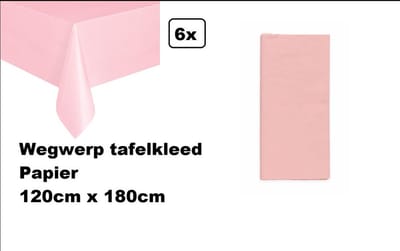 6x Wegwerp tafelkleed papier roze 120cm x 180cm - Thema feest festival thema feest evenement gala