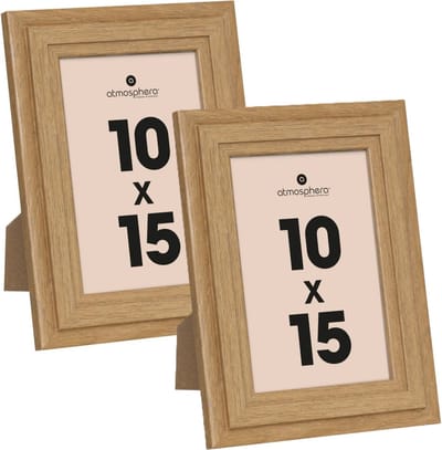 Atmosphera Fotolijstje voor een foto van 10 x 15 cm - 2x - naturel - foto frame Classico - Hout - staand en hangend