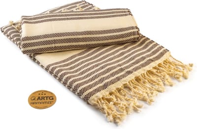 ARTG® Hamamzz - Hamamdoek - Original Bodrum De Luxe - Bruin/Creme - 100 x 180 cm - AR055