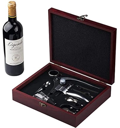 Handmatige Wijnopener Set met Beluchter en Houten Koffer - Deluxe Wijnaccessoires