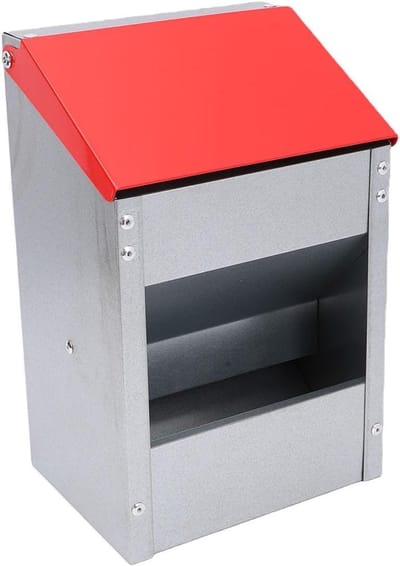Gegalvaniseerde Kippenvoederbak - Pluimveevoederdispenser Automatisch - Voer Verstrekken - Geen Verspilling - 10 lbs - Zilver