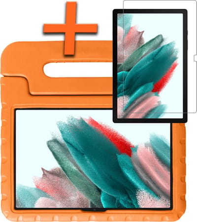 Hoesje - Geschikt voor Samsung Galaxy Tab A8 - Met Screenprotector - Kinderhoes Shockproof Bumper - Kidsproof Case - Tablet Hoes - Kinder Hoes Cover - Oranje
