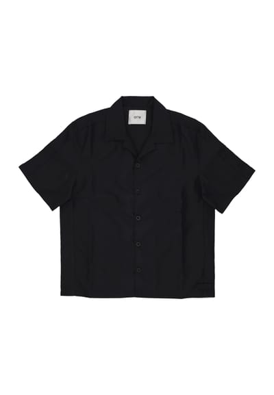 Shirt Sleeve korte man linnen Shirt zwart
