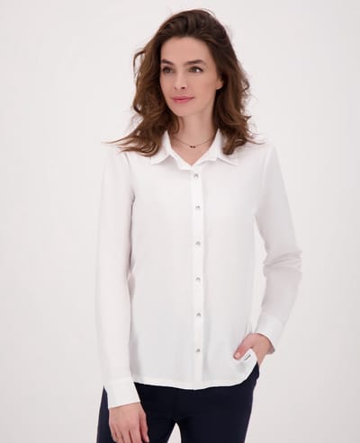Je m'appelle Travelstof Blouse - Dames - Wit - Maat XS