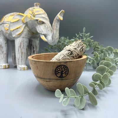 Ancient Wisdom - Decoratief dienblad - Houten dienblad met gesmolten gerecycled glas - Uniek - Multicolor - Ritueel - Aardse decoratie - Smudge kom - Decoratie - Accessoire - Servies