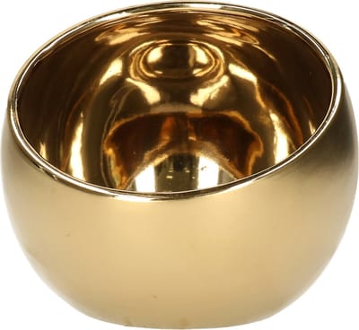 Countryfield Luxe theelichthouder - Veneta - keramiek - goud - D15 x H13.5 cm