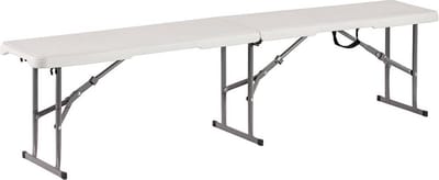 IVOL Inklapbare Kunststof Bank - Wit - Opklapbank - 183x28x43 cm - Campingstoel