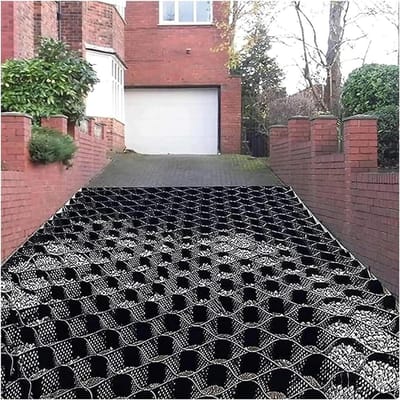 Grindrooster Stabilisator - Oprit Tegel Bodemstabilisatie - Parkeerplaats Aanleggen - Hoge Belastbaarheid - 40x40 cm - Zwart
