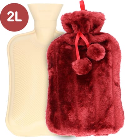 Willy Winkel®-Kruik-Kruik met hoes -Warmwaterkruik met hoes-warmwaterzak-7 uur warm-2 liter-Rood