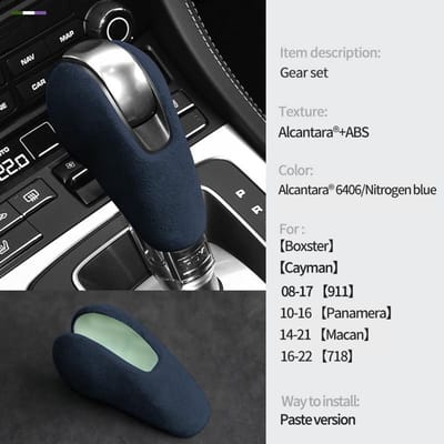 Housse de Protection pour Levier de Vitesse en Daim Alcantara pour Porsche Boxster Cayman Panamera Macan 911 718 Manchon de Levier de Vitesse Accessoires