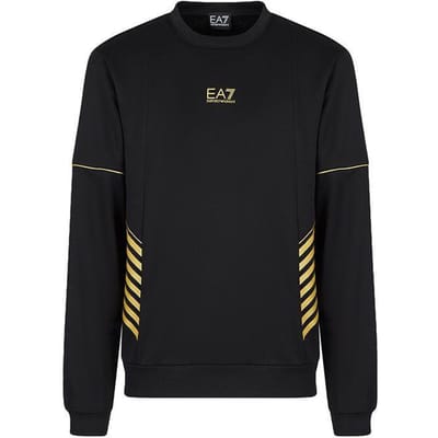 Emporio Armani EA7 Letter Nummer Streep Print Ronde Hals Pullover Lange Mouwen Casual Sweatshirt Heren sweatshirt Zwart 6LPM02-PJ16Z-0208 M black