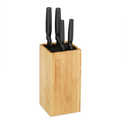 messenblok zonder messen - leeg - bamboe - voor 6 messen - 24 x 12 cm - natuur