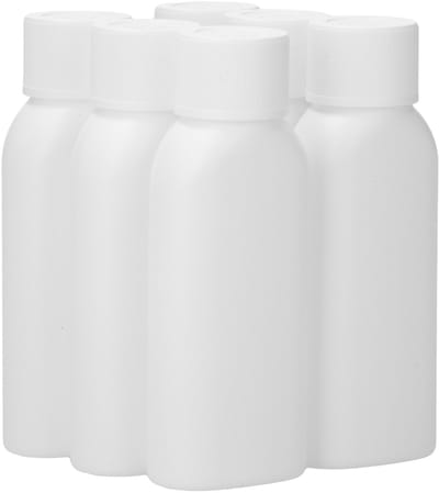 6 x 100 ml Platte fles HDPE wit + Kindveiligedop wit - BPA Vrij - Niet Breekbaar - Plastic Flesjes Navulbaar - Met Dop - Lege Flessen - 6 stuks