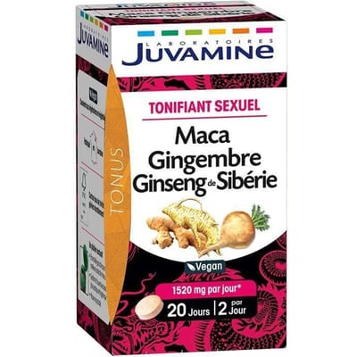 Compléments à base de plantes Juvamine TONIFIANT SEXUEL - MACA GINSENG GINGEMBRE, 40 comprimés 140578