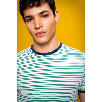 Heren gestreepte slim-fit crew neck T-shirt