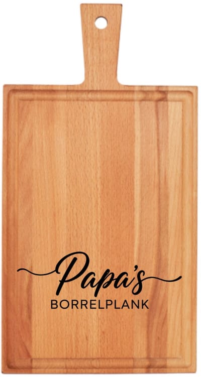 Papa's Borrelplank - JM Woods - 38 x 20 cm - Vaderdag - Verjaardag - Beukenhout - Kwaliteit - Serveerplank - Vader - Heit - Paps - Decoratie - Snijplank - Graveren