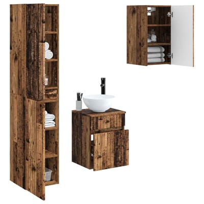 vidaXL - Badkamermeubel - Set - 3 - st - Oud - hout - 33 - x - 34,5 - x - 160 - cm