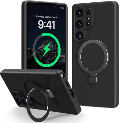 Hoesje Geschikt voor Samsung S25 Ultra hoesje zacht siliconen Zwart - Liquid Backcover ring hoesje Geschikt voor Magsafe