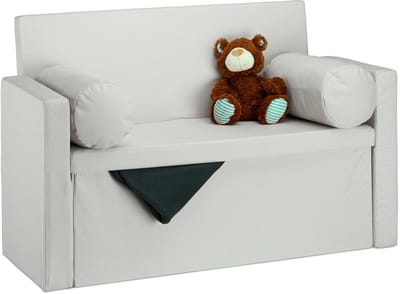 zitbank met leuning - 75 x 115 x 47 cm - met 2 kussens - opvouwbaar - crème