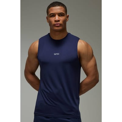 Heren Active Performance Regular Fit Tanktop | Navy | Size XS
