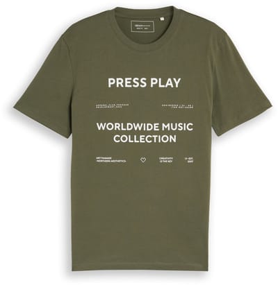 Tom Tailor Denim - T-shirt met print - Maat XXL - urban olive green