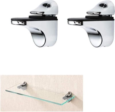 Glasklem, Glas Plankdragers, 2 stuks metalen verstelbare heldere zinklegering glazen planksteunbeugel, vismond glazen clip - klemhouder muurbevestiging voor 3 mm-20 mm dik glas en houten planken (zilver)glazen plankbeugel