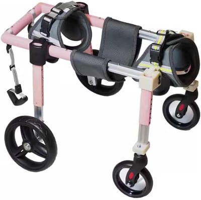 Hondenrolstoel - Hulpmiddel Huisdier - Mobiliteit Verbeteren - Verstelbaar Aluminium Frame - 4 Wielen - Roze