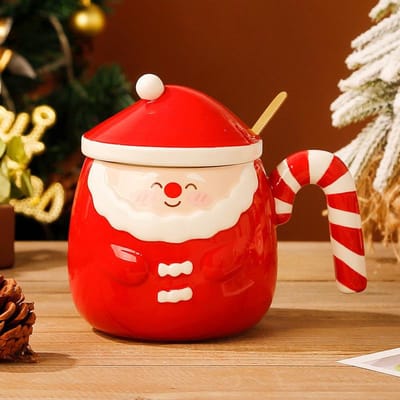 Kerstman Creatieve Handbeschilderde Mok Relief Keramische Kop Schattige Creatieve Waterbeker Souvenir Kerstbeker 301-400ml