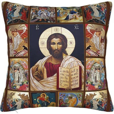 Jezus Christus Heilig Hart Vierkante Kussenslopen Christelijke God Zegen Kussenhoes Nieuwigheid Plaid Kussenhoes voor Huis 40*40cm 45x45cm
