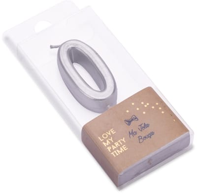 ARTYFETES - Verjaardagskaars cijfer 0 zilver metallic 4,3 cm op prikker voor taart