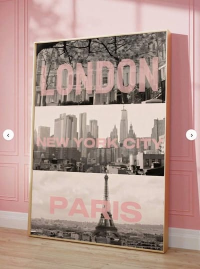 Canvas poster - Steden poster - London New York Paris - Skyline wanddecoratie - Huis decoratie - Typografie poster - Moderne wanddecoratie - 40x60 cm - Zonder lijst - Trendy