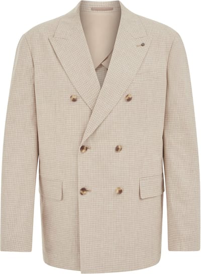 WE Fashion Heren slim fit double breasted blazer met micropatroon