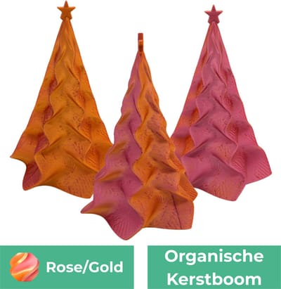 Organische kerstboom – Decoratief object - Roze / Goud - 3d geprinte object – Winter woondecoratie – 20CM