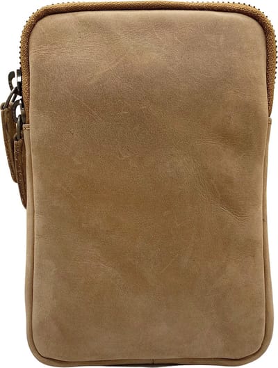 Telefoontasje - Taupe - Leer - Verstelbare Schouderband - Smartphone - Geld - Crossbody Tas Dames - Bag Strap - Naturel