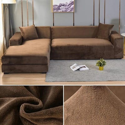Fluwelen bankhoes voor woonkamer Dikke elastische bankhoes 1/2/3/4 zits L-vormige hoekbankhoes Stretchhoes voor bank 2 Seater 145-185cm