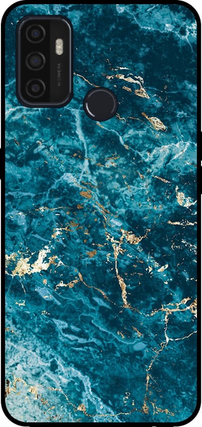 Smartphonica Telefoonhoesje voor OPPO A32 / A53 / A53s met marmer opdruk - TPU backcover case marble design - Blauw geschikt voor Oppo A32;Oppo A53;Oppo A53s
