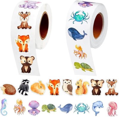 Dierenstickers voor Kinderen - 1000 Zelfklevende Rond Stickers als Beloning - Perfect voor Creatieve Activiteiten en Feestjes