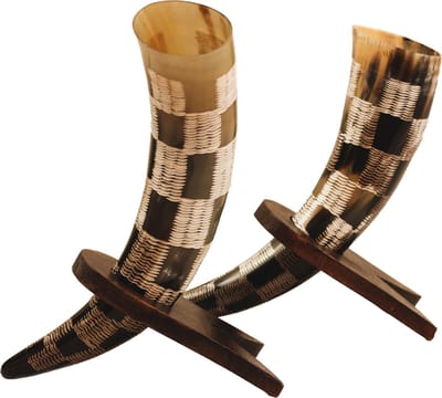 Viking hoorn geruit design - Viking hoorn - Viking beker - Uniek - Fair-trade - 35cm - Mancave - Thuis bar - Snelle levering - Cave & Garden