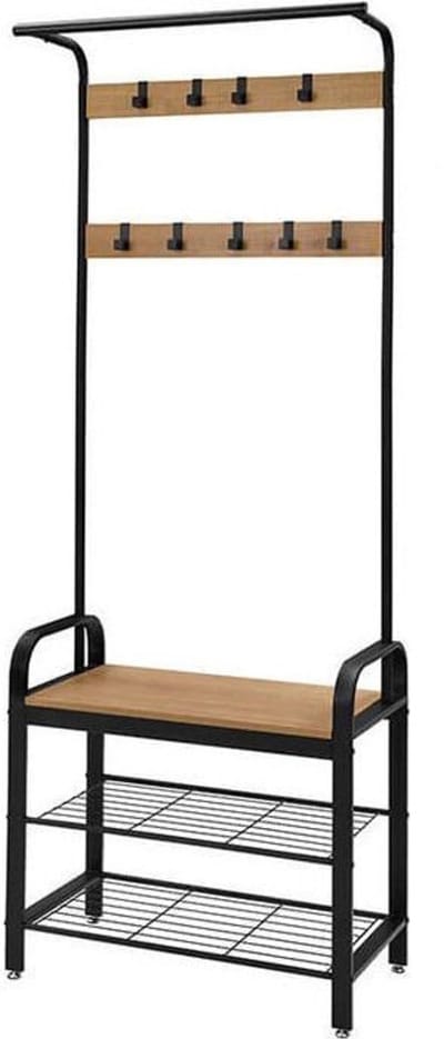 Hoppa! Kapstok met schoenenrek – bruin/zwart – metaal – 72 x 33,7 x 183 cm (b x d x h)