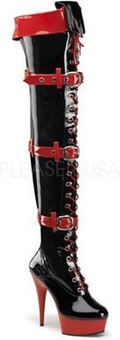 Funtasma - MEDIC3028 Kniehoge laarzen - US 7 - 37 Shoes - Rood/Zwart