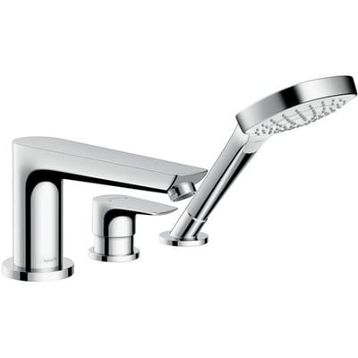 Hansgrohe Talis e Afdekset - 3 gats badrandcombinatie - inclusief Secuflex slanggarnituur - hoogglans chroom