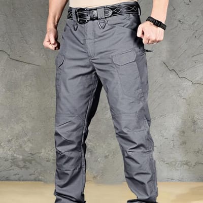 Heren Combat Outdoor Sports Trekkingbroeken Tactische militaire joggingbroeken Vechten Multi-pocket broek IX9 City Tactische cargobroek 6XL grijs