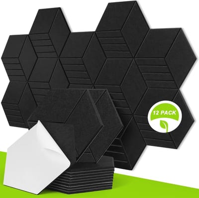 Hexagon Geluidsabsorberende Panelen - Zelfklevend 12 Stuks voor Geluidsisolatie en Akoestische Behandeling