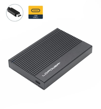 Super Speed USB 3.2 Gen.2x1 USB-C ( tot 10 Gb/s ) Externe Harde Schijf Aluminium Behuizing voor 2.5'' inch SATA of HDD/SSD